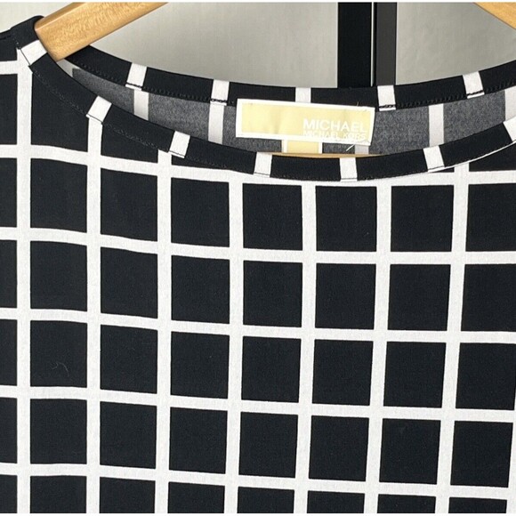Michael Kors Dress Long Sleeve Geometric Sheath Knee Length Black White Small - Picture 3 of 4